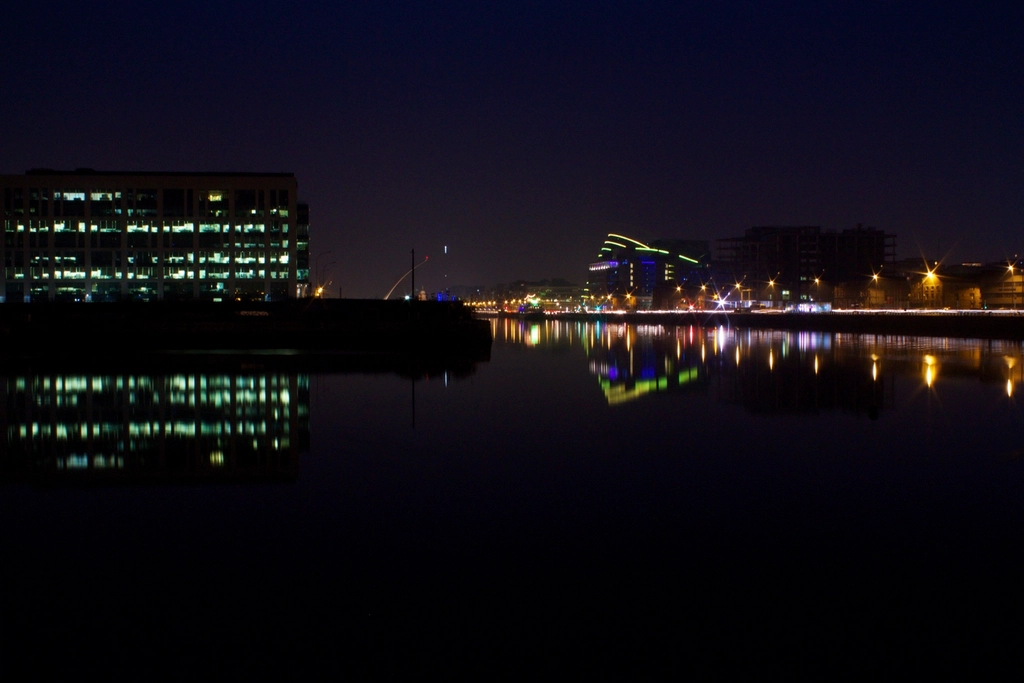 City skyline photographed at dusk