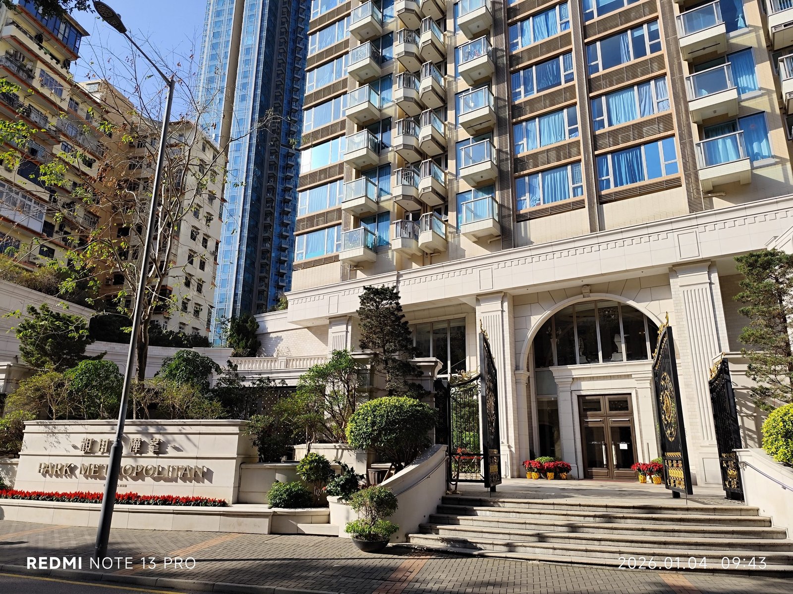 Entrance to a contemporary apartment building