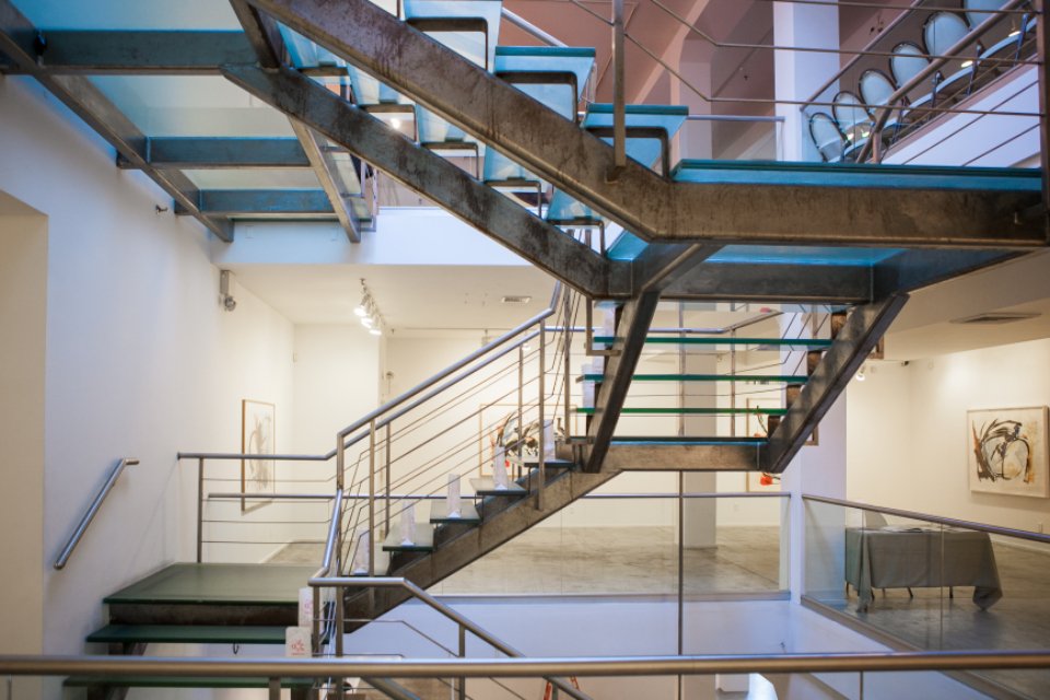 Modern staircase with a glass balustrade